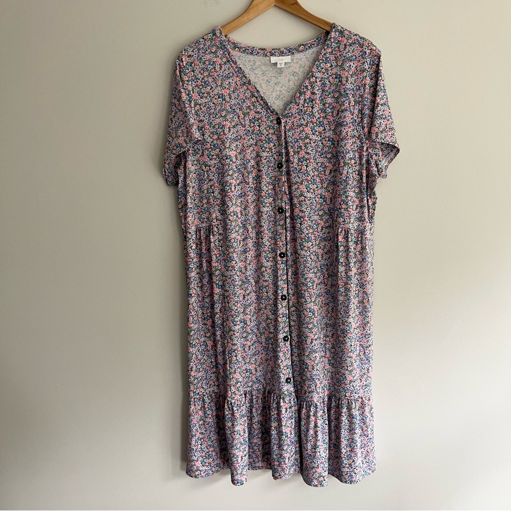 J. Jill Purple Floral Tiered Midi Sundress size XL Tall